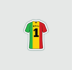 Get a sticker with a unique design of the Mali football jersey! A stylish and vibrant accessory for fans. Show your support for your favorite team!