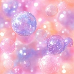 Seamless pastel background featuring floating glitter bubbles, creating a dreamy and magical atmosphere