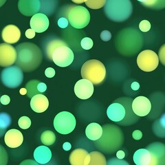 Seamless green background pattern featuring soft glowing circles in shades of yellow, green, and turquoise, creating a dreamy and magical atmosphere