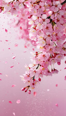 Obraz premium Stylized pink cherry blossoms in the rain