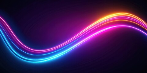 High speed curved neon light effect trail in  for concept background