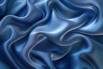 Fototapeta premium Blue smooth silk texture background. Delicate fabric background, drapery