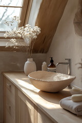 salle de bain, douche, baignoire, vasque, cocooning, intérieur 3D réaliste, HDR, photographie immobilière, décoration, tendance, architecte, design, mode, élégant, fonctionnel, chaleureux