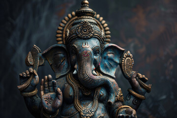 Beautiful greeting card with bright holiday composition for happy celebrate Ganesh Chaturthi