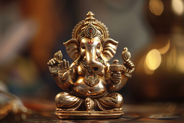 Greeting card with bright holiday composition for Ganesh Chaturthi