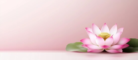 Naklejka premium Digital illustration pink lotus flower light background center