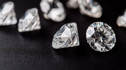 Shiny Diamonds on Black Background