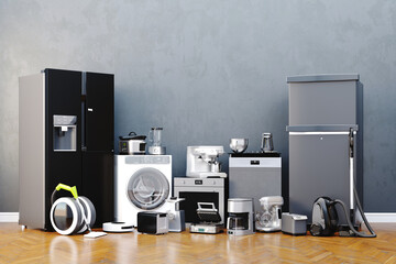 3d variety of home appliances concept design