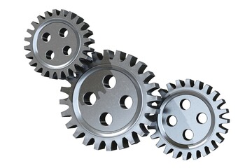 Steel wheel gears on white background