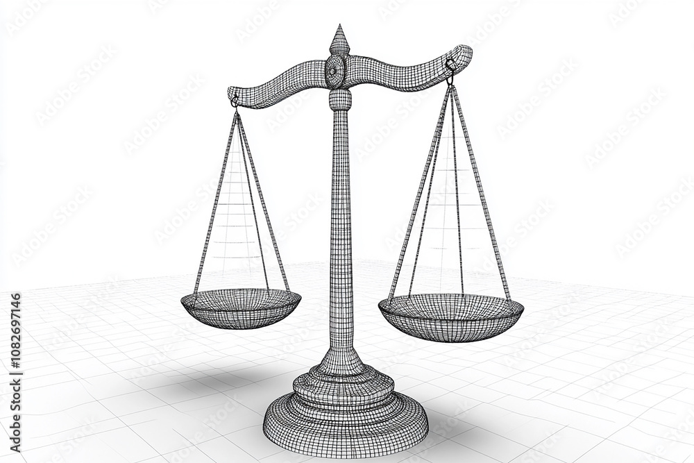 Fototapete symbol of justice scale for digital law concept with isolated background generated by ai