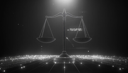 symbol of justice scale for digital law concept with isolated background generated by AI