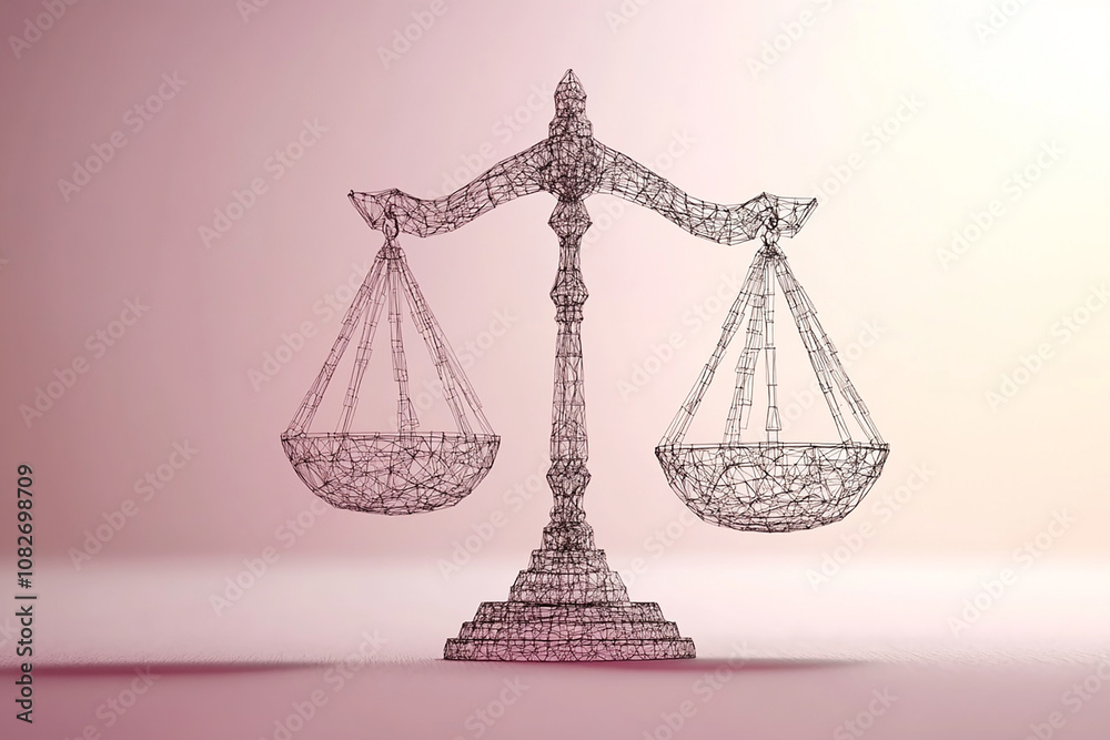 Fototapete symbol of justice scale for digital law concept with isolated background generated by ai