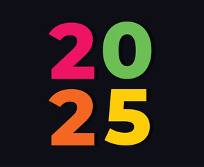 2025 Happy New Year Design Typography Multicolor Creative Abstract Vector Illustration