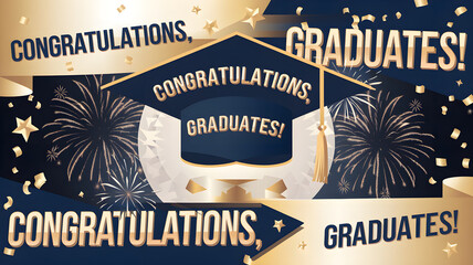 Fototapeta premium Modern Graduation Ceremony Illustration with Celebratory Theme