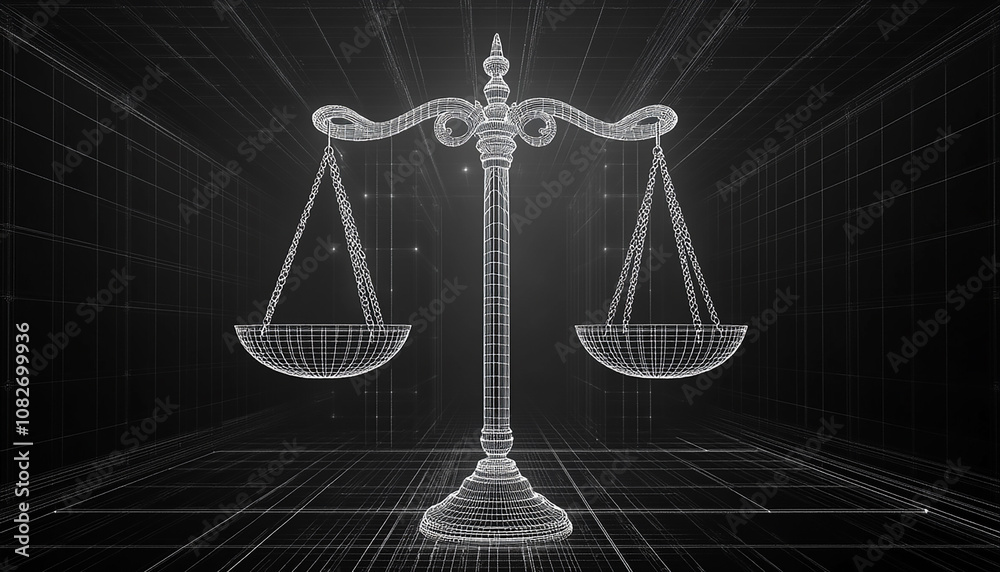 Fototapete symbol of justice scale for digital law concept with isolated background generated by ai