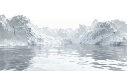 Frozen lake background white isolated background