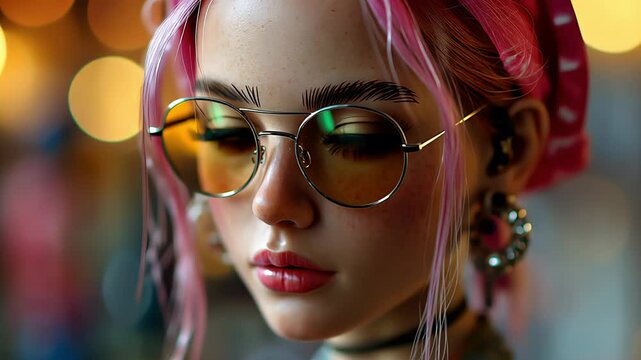 young woman with sunglasses. Created with generative AI