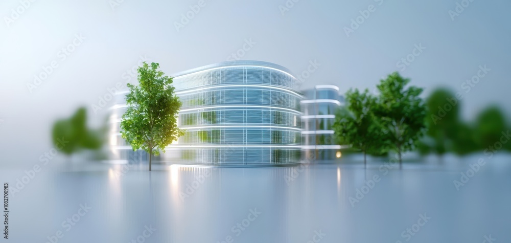 Aufkleber infrastructure headquarters concept. a futuristic architectural design featuring a modern structure 