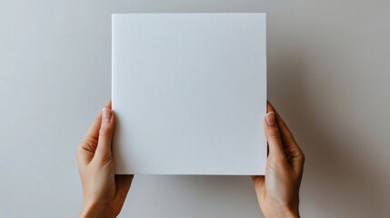 Pair hands holding blank white square-shaped paper are Female