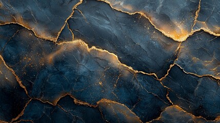 A textured abstract background featuring dark cracks with golden highlights.