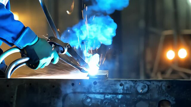worker welding metal. Created with generative AI.