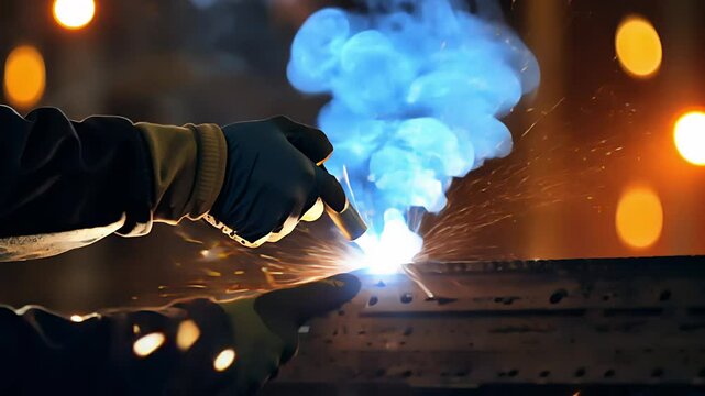 worker welding metal. Created with generative AI.