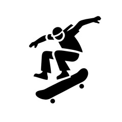 Obraz premium Simple black and white skater logo in action