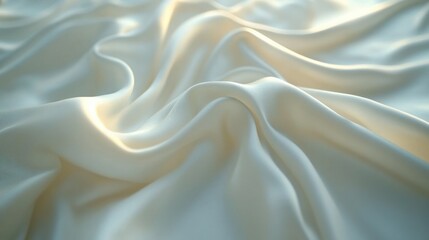 Obraz premium Elegant White Fabric Draped Softly with Gentle Folds, Creating a Pristine and Sophisticated Look, Perfect for Versatile Backgrounds, Product Showcases, and Artistic Presentations