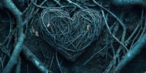Abstract image of tangled vines surrounding a heart, symbolizing the feeling of being restricted by anxious thoughts