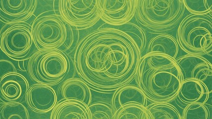 Vibrant abstract background with swirling circular patterns in green tones for creative design concept