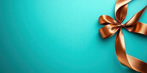 copper ribbon on turquoise background -