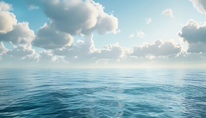 Fototapeta premium Beautiful seascape with blue sky and clouds reflected in water