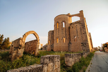 Facade of historical Church of St. George the Exiler in the old town of Famagusta, Cyprus
