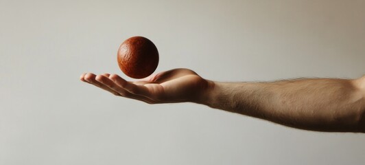 Wooden Ball Levitating Above an Open Hand