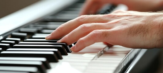 Fototapeta premium Close-up of Hand Playing Piano