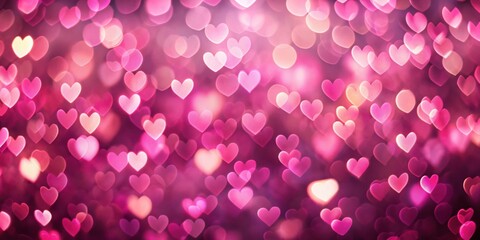 Abstract pink heart shaped bokeh lights background for Valentine's Day celebration