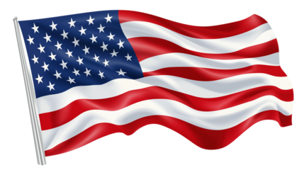 The flag of the United States of America is isolated on a white background