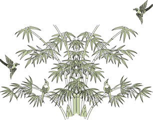 Vector sketch illustration of silhouette of nature painting with traditional ethnic floral vintage classic ornate decoration design