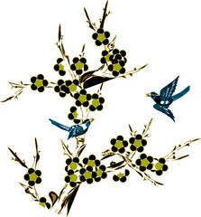 Vector sketch illustration of silhouette of nature painting with traditional ethnic floral vintage classic ornate decoration design