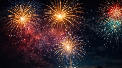 Fototapeta premium colorful fireworks on night sky backgroud