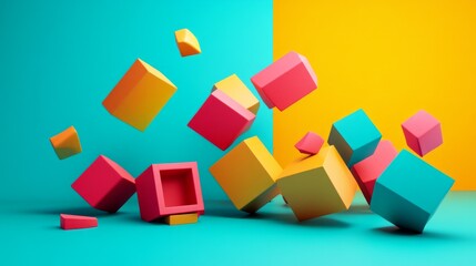 Obraz premium generate image with a lot of 3d geometry figure wirth different colors, AI Generative