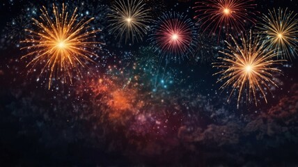 Fototapeta premium colorful fireworks on night sky backgroud