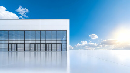 Fototapeta premium Logistics warehouse building, a blue sky background