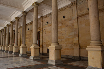 Thermal spring in an arched colonnade, in Karlovy Vary, in the Czech Republic