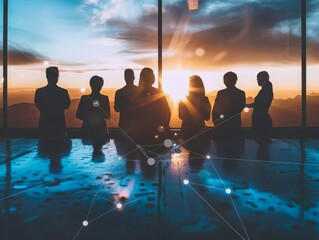 Silhouette of business people meeting
