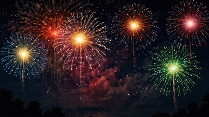 Fototapeta premium colorful fireworks on night sky backgroud