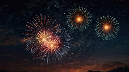 Fototapeta premium colorful fireworks on night sky backgroud