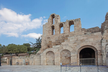 Fototapeta premium Wall of The Theatre of Dionysus in the Acropolis in Athens, Greece