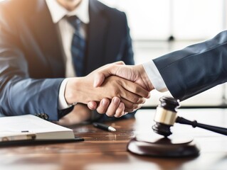Two men shaking hands in a business setting