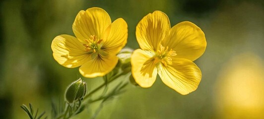 Obraz premium Two Yellow Flowers in Bloom